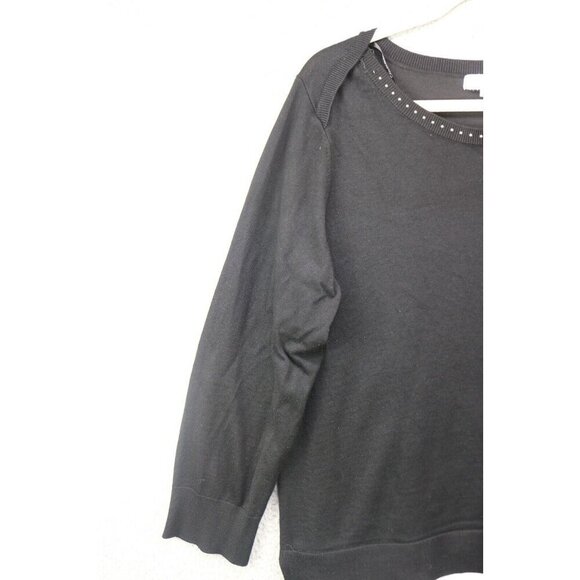 Calvin Klein Black Long Sleeve Sweater-Size XL-Studded - Picture 3 of 10